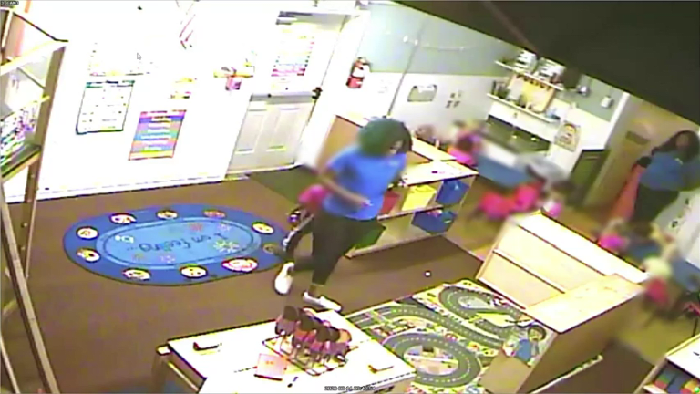 VIDEO SHOWS DAYCARE WORKER SLAMMING CHILD ON GROUND AND STRIKING IN FACE 