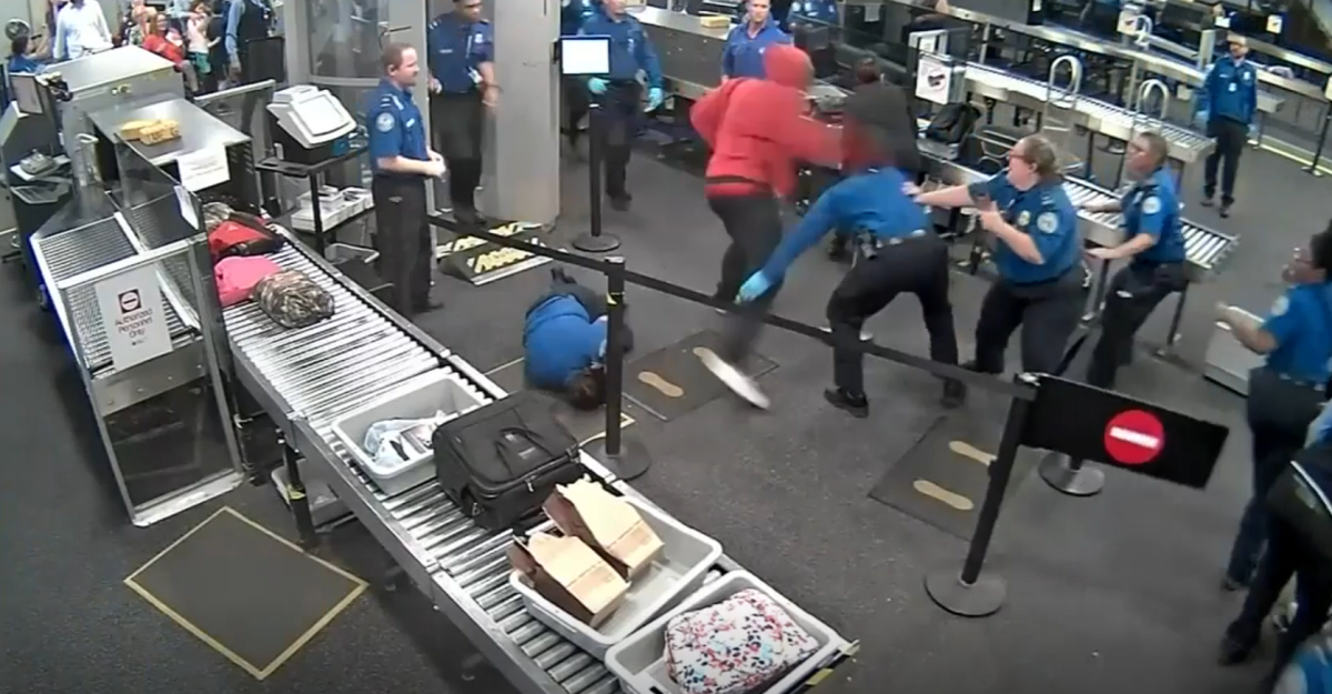 Watch video of TSA officers being attacked at the airport