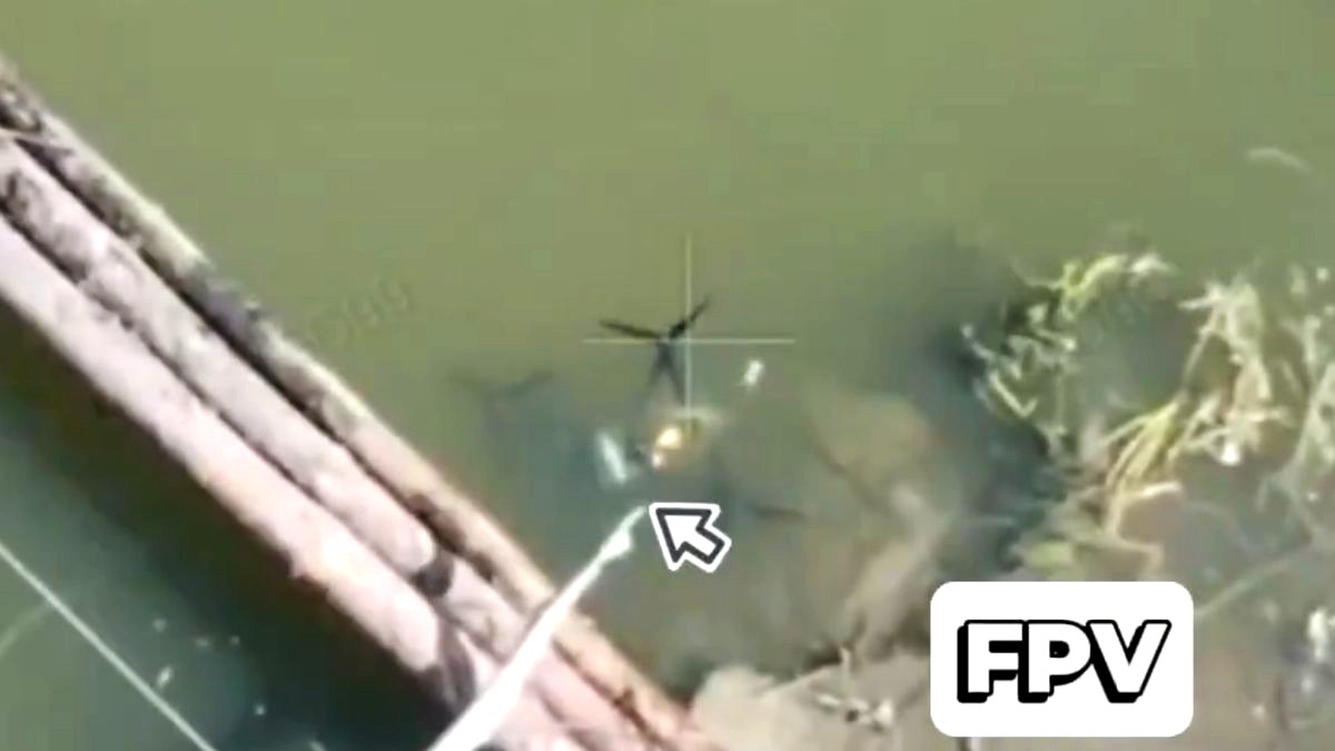 Video: Ukrainian amphibious drone hits Russian gateway, world first