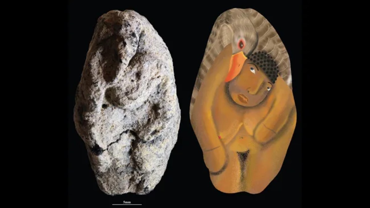 A mysterious 12,000-year-old figurine of a woman copulating with a giant goose has been found