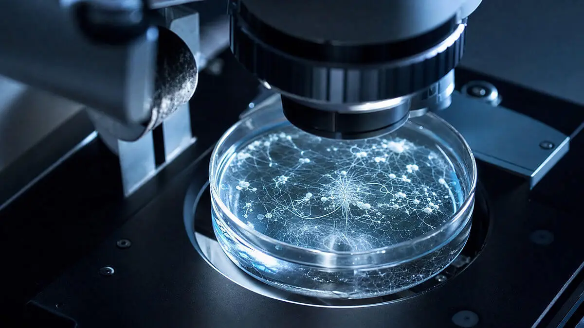Culture dish with cells in simulated microgravity