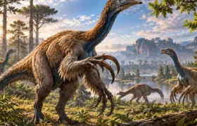 A strange dinosaur measuring more than 3.6 meters with enormous claws and dozens of teeth is discovered in China